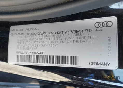 2013 Audi A6 2.0T Premium из США, поврежденный, VIN WAUGFAFC7DN127435